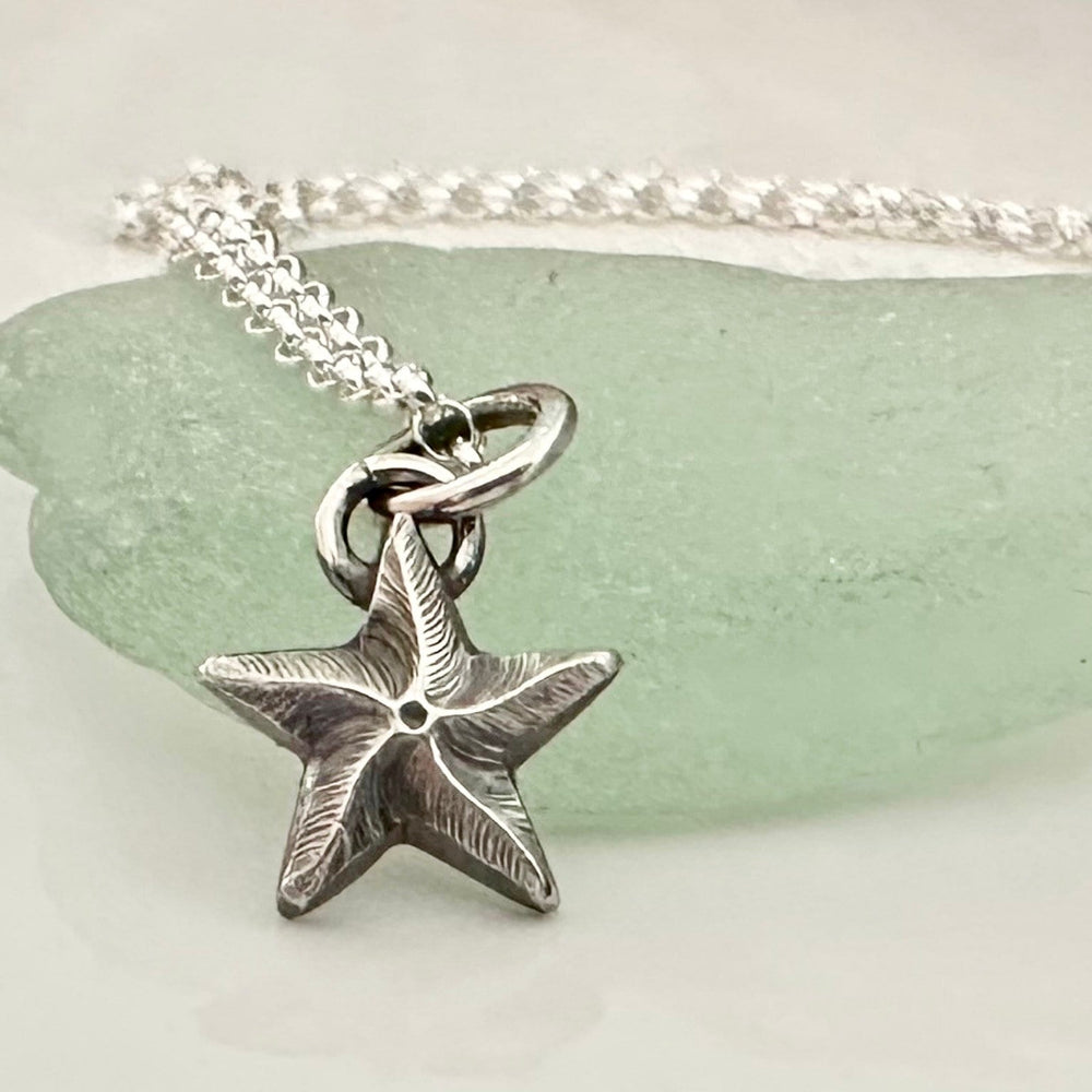 
                  
                    Rustic Sterling Silver Starfish pendant charm necklace, handmade from recycled 925 Sterling Silver, made to order
                  
                