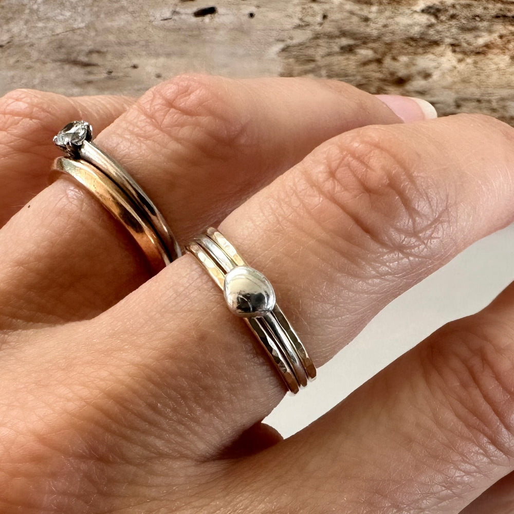 
                  
                    Clam Shell Stacking Ring, Solid 9ct Gold or Sterling Silver Shell on a 1.2mm 925 Sterling Silver Ring Band, Seashell Ring
                  
                