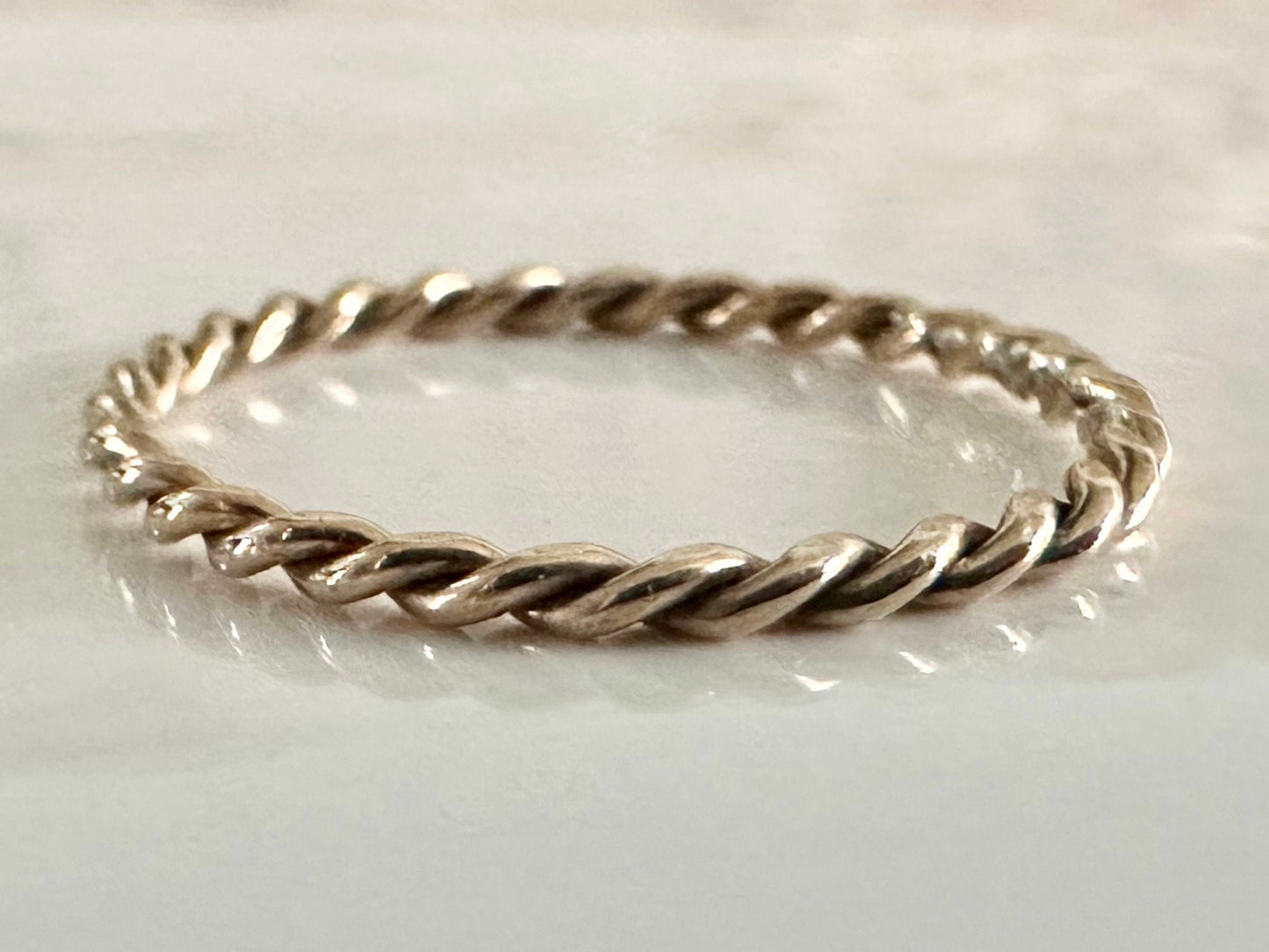 Solid 9ct Yellow Gold Hand Twisted Rope Ring, Handmade Precious Metal Stacking Ring.
