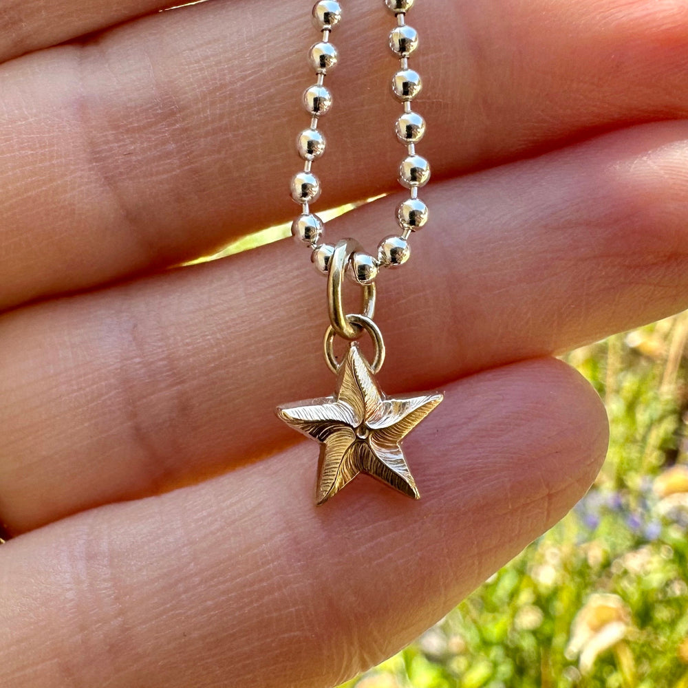 
                  
                    Solid 9ct gold Starfish pendant charm necklace, handmade from recycled 9ct gold, made to order
                  
                