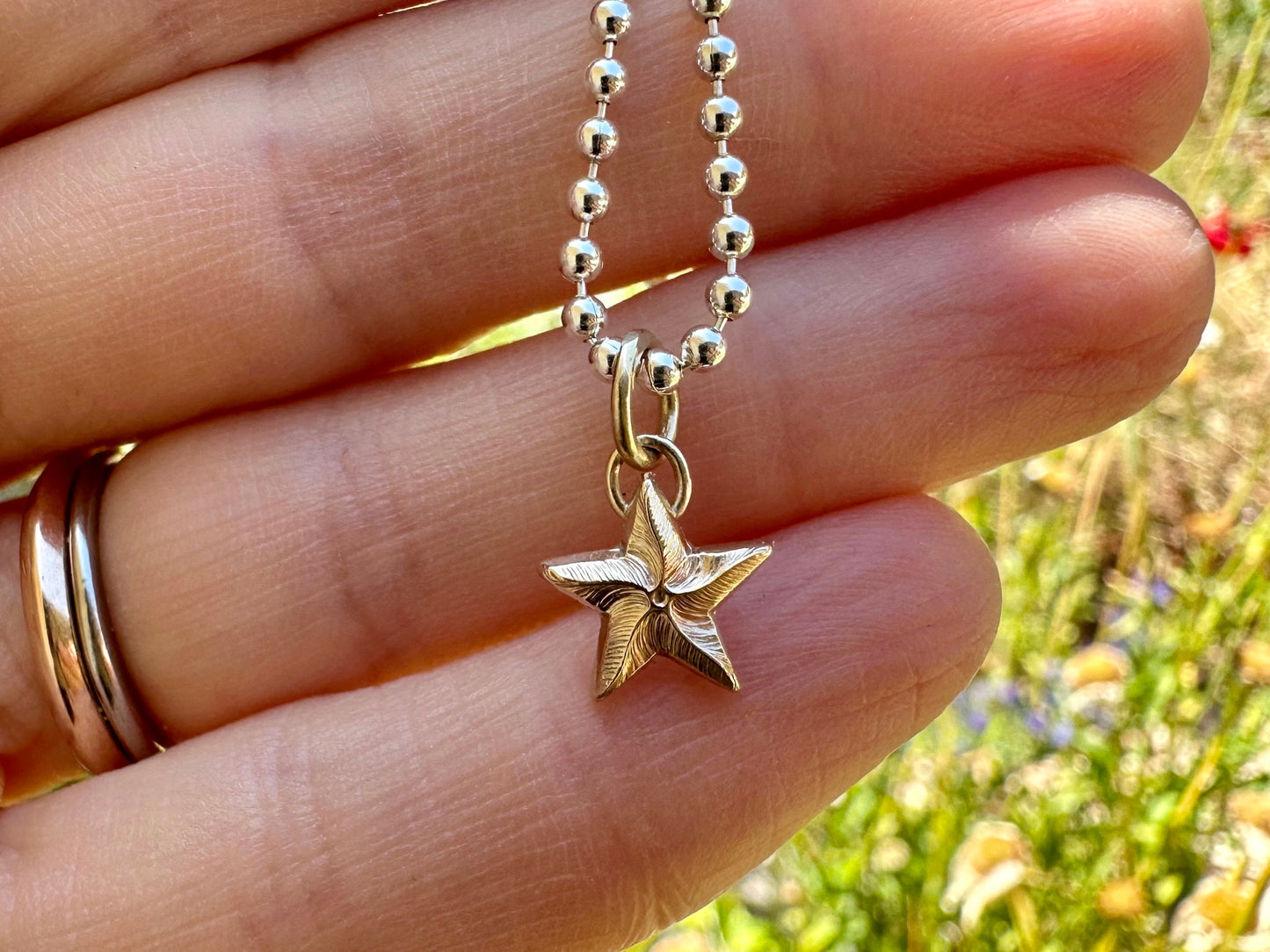 Solid 9ct gold Starfish pendant charm necklace, handmade from recycled 9ct gold, made to order