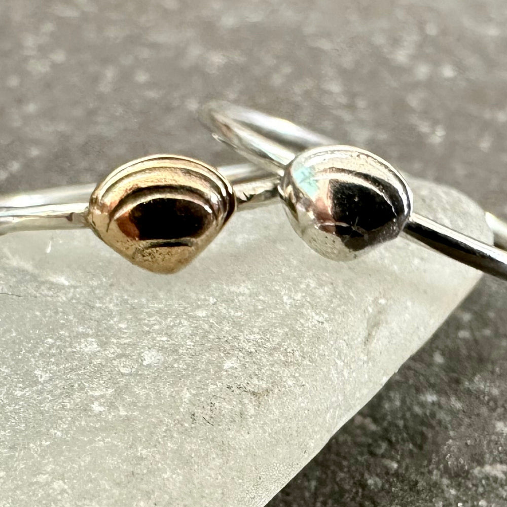 
                  
                    Clam Shell Stacking Ring, Solid 9ct Gold or Sterling Silver Shell on a 1.2mm 925 Sterling Silver Ring Band, Seashell Ring
                  
                