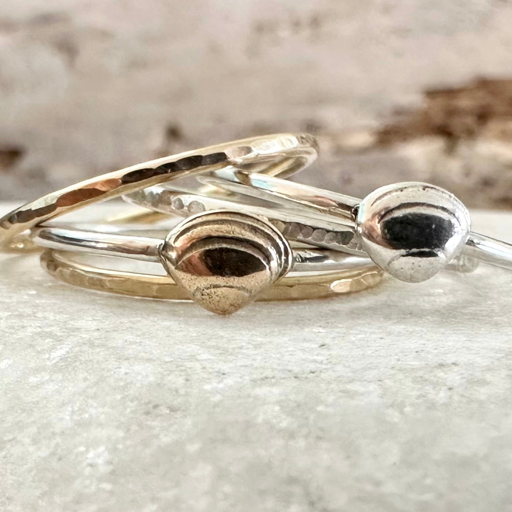 
                  
                    Clam Shell Stacking Ring, Solid 9ct Gold or Sterling Silver Shell on a 1.2mm 925 Sterling Silver Ring Band, Seashell Ring
                  
                
