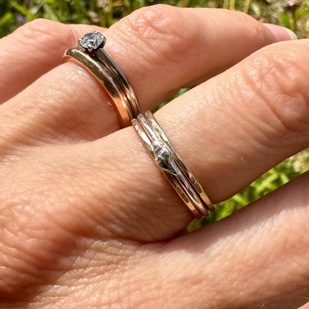
                  
                    Whelk Shell Stacking Ring, Solid 9ct Gold or Sterling Silver Shell on a 1.2mm 925 Sterling Silver Ring Band, Seashell Ring
                  
                