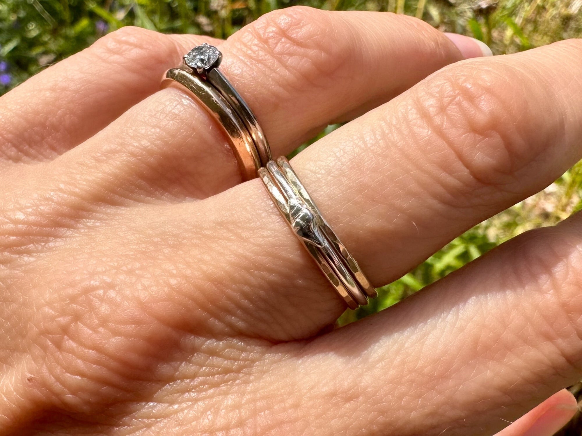 Whelk Shell Stacking Ring, Solid 9ct Gold or Sterling Silver Shell on a 1.2mm 925 Sterling Silver Ring Band, Seashell Ring