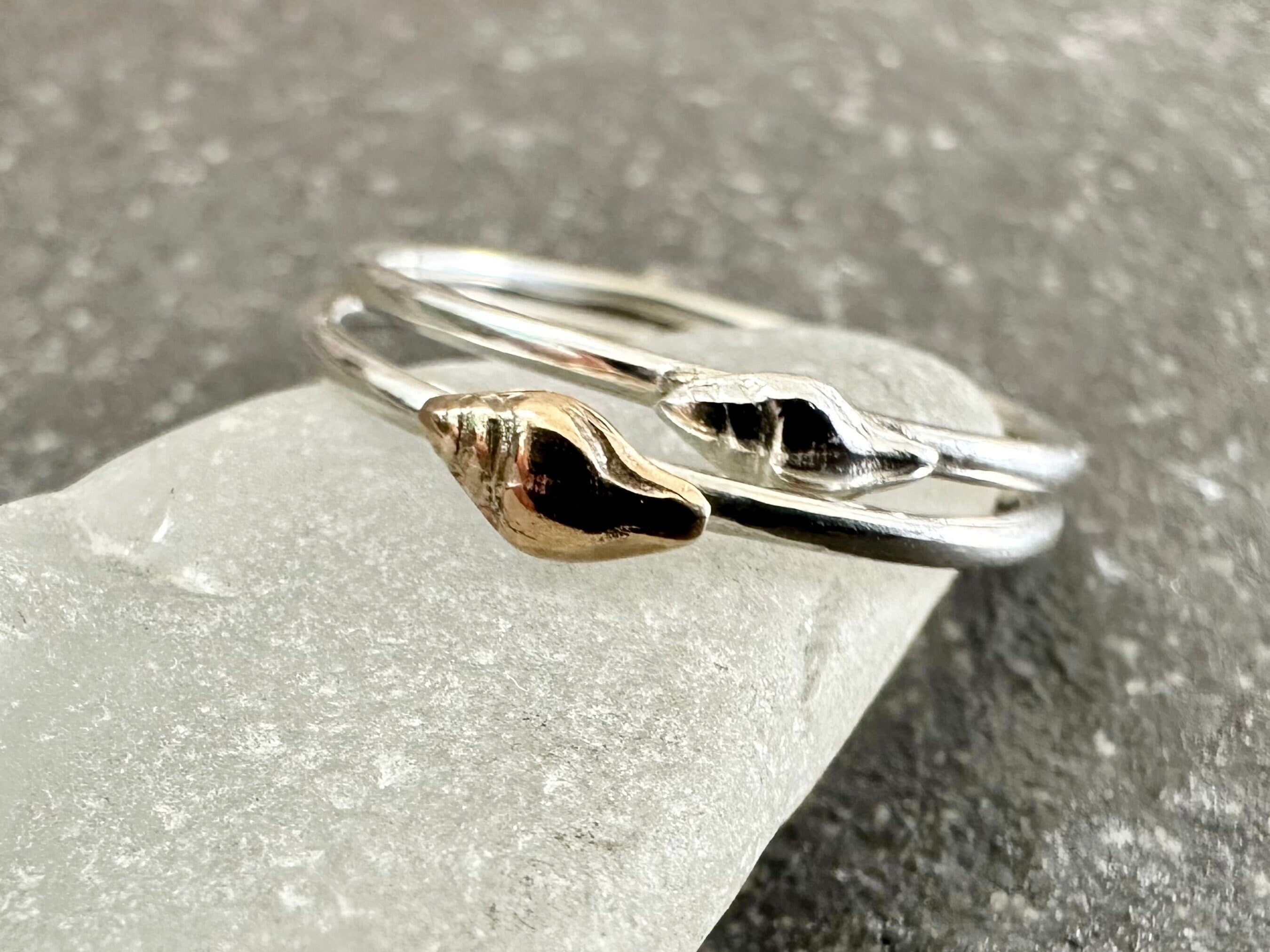 Whelk Shell Stacking Ring Solid 9ct Gold and Sterling Silver – South ...
