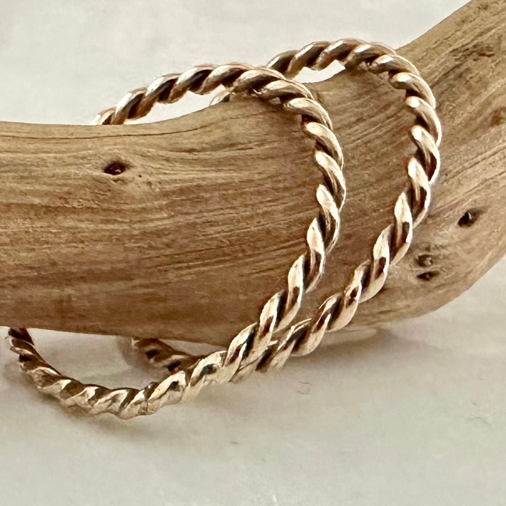 
                  
                    Solid 9ct Yellow Gold Hand Twisted Rope Ring, Handmade Precious Metal Stacking Ring.
                  
                